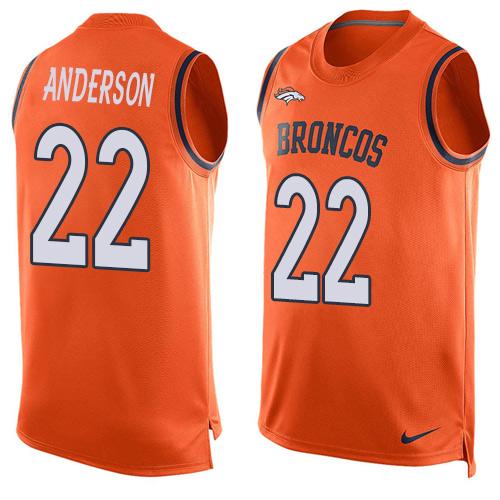 Nike Broncos #22 C.J. Anderson Orange Team Color Men's Stitched NFL Limited Tank Top Jersey - Click Image to Close
